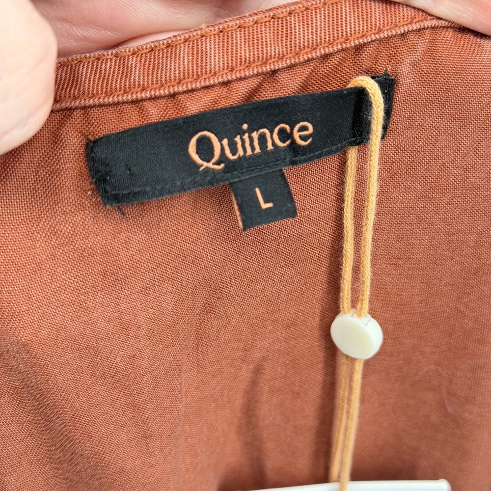 NEW Quince Vintage Wash Tencel Button Front Midi Dress Size L Terracotta Earthy - Picture 5 of 10